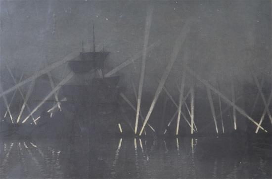 Claude Rowbotham (1864-1949) London Lights 1914 18 x 26cm